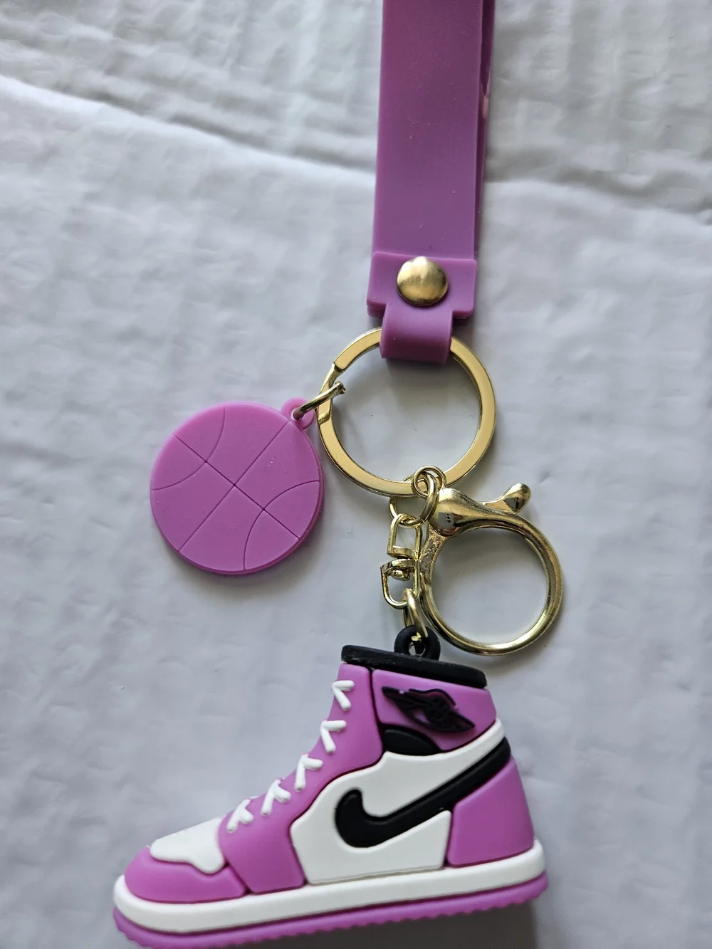 Basketball Keychain Wristlet with Gold Hardware